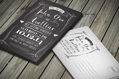 Black Save The Date Postcard