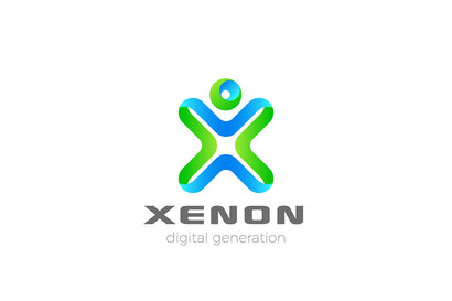 Man as Letter X ribbon Logo