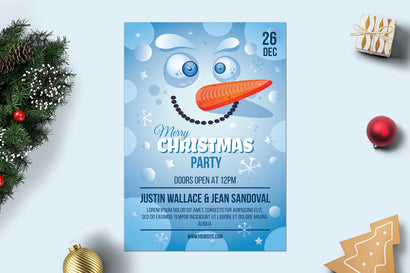 Merry Christmas Poster With Snowman