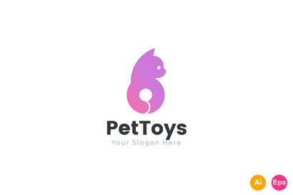 Pet Toys Store Cute Cat Logo