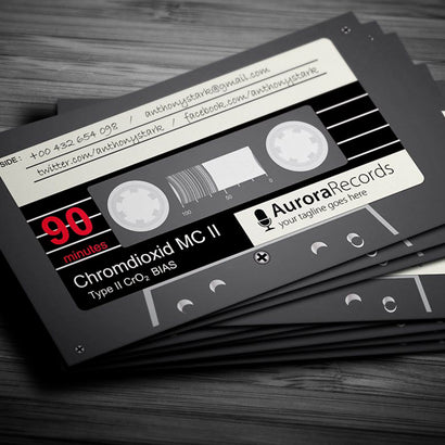 Retro Music Business Card Design Black