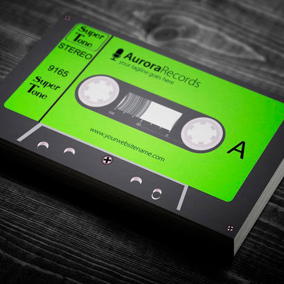 Retro Music Business Card Design Green