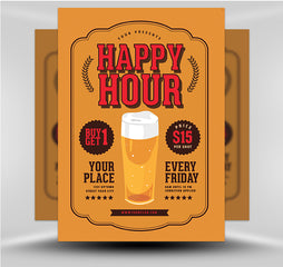 Vintage Happy Hour Beer Flyer 1